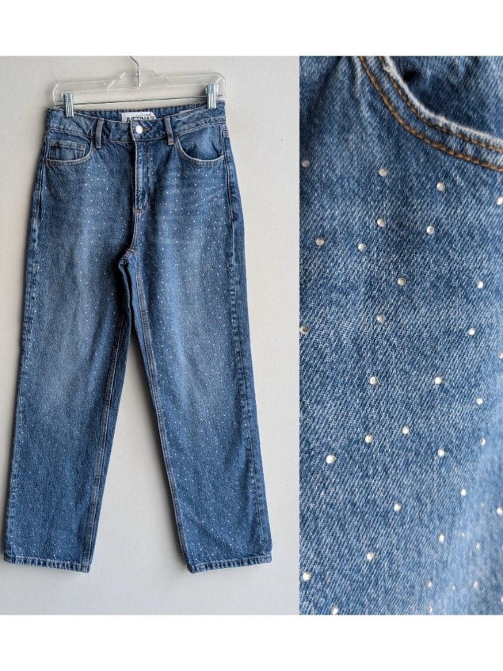 Dynamite Rhinestone Straight Leg Jeans